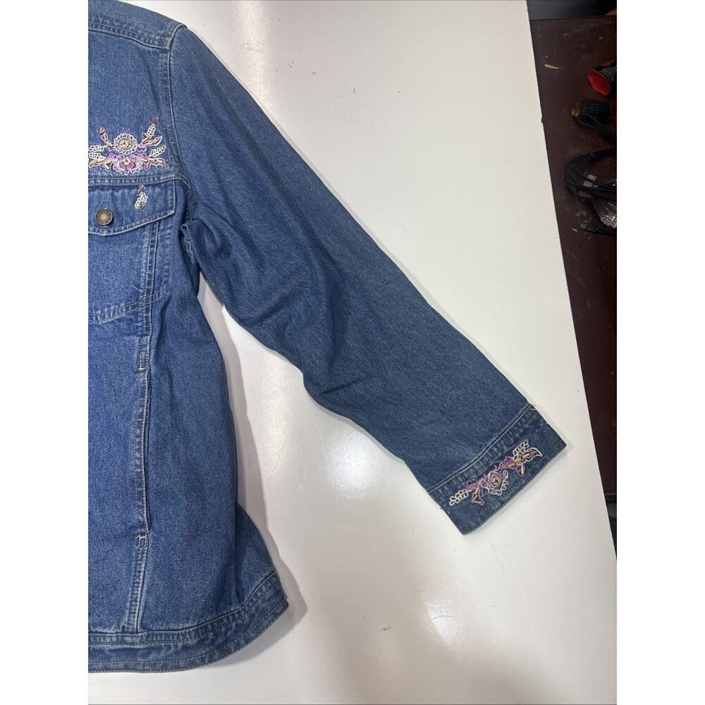 Vtg Womens Denim & Co Jean Jacket Sz 2X Floral Embroidered Light Weight - Picture 10 of 16